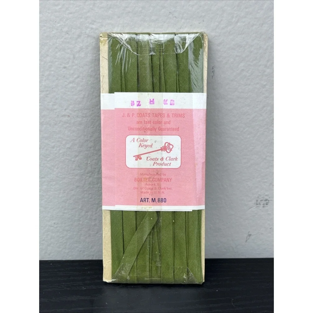 Vintage Narrow Double Fold Bias Tape 164-A Almond Green 5 Yards